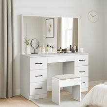Load image into Gallery viewer, Wisteria 2 Piece Dressing Table with Mirror &amp; Stool Set - White