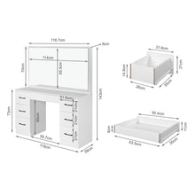 Load image into Gallery viewer, Wisteria 2 Piece Dressing Table with Mirror &amp; Stool Set - White