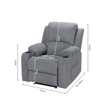 Load image into Gallery viewer, Henley Fabric Electric 1 Seater Recliner Sofa - Grey