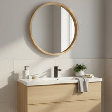 Load image into Gallery viewer, Echo Round Wooden Framed Wall Mirror 60cm - Light Wood