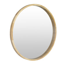 Load image into Gallery viewer, Echo Round Wooden Framed Wall Mirror 80cm - Light Wood