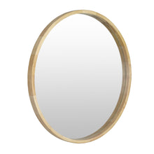 Load image into Gallery viewer, Echo Round Wooden Framed Wall Mirror 80cm - Light Wood