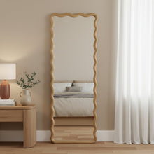 Load image into Gallery viewer, Ripple Wavy Wooden Full Length Mirror 160cm - Light Wood