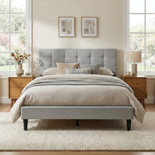 Load image into Gallery viewer, Aspen Double Fabric Bed Frame - Stone