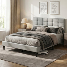 Load image into Gallery viewer, Aspen Queen Fabric Bed Frame - Stone