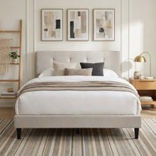 Load image into Gallery viewer, Mitre Queen Fabric Bed Frame - Stone