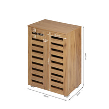 Load image into Gallery viewer, Loma 2 Door Shoe Cabinet Storage Rack - Dark Oak