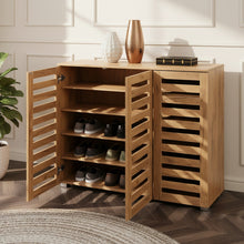 Load image into Gallery viewer, Loma 3 Door Shoe Cabinet Storage Rack - Dark Oak