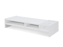 Load image into Gallery viewer, 2 Tier Monitor Stand Riser - White Storage Organizer
