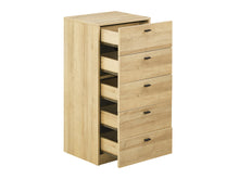 Load image into Gallery viewer, Hekla Tallboy 5 Drawer Chest Dresser - Oak
