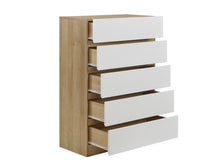 Load image into Gallery viewer, Harris 5 Drawers Tallboy - Oak + White
