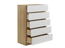 Load image into Gallery viewer, Harris 5 Drawers Tallboy - Oak + White