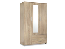Load image into Gallery viewer, Bram 3 Door Wardrobe Cabinet with Mirror - Oak
