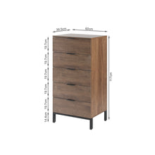 Load image into Gallery viewer, Ocala Tallboy 5 Drawer Chest Dresser - Walnut
