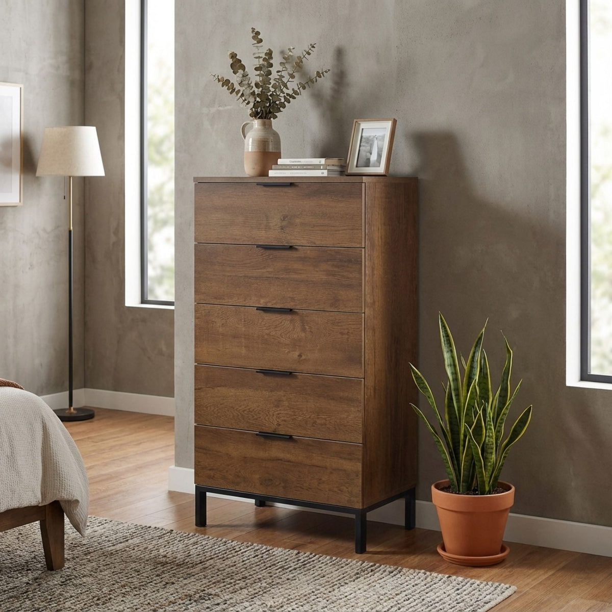 Ocala Tallboy 5 Drawer Chest Dresser - Walnut