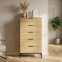 Load image into Gallery viewer, Ocala Tallboy 5 Drawer Chest Dresser - Oak