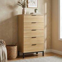 Load image into Gallery viewer, Ocala Tallboy 5 Drawer Chest Dresser - Oak