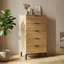 Load image into Gallery viewer, Ocala Tallboy 5 Drawer Chest Dresser - Oak