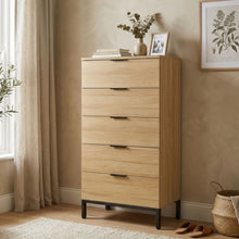 Load image into Gallery viewer, Ocala Tallboy 5 Drawer Chest Dresser - Oak