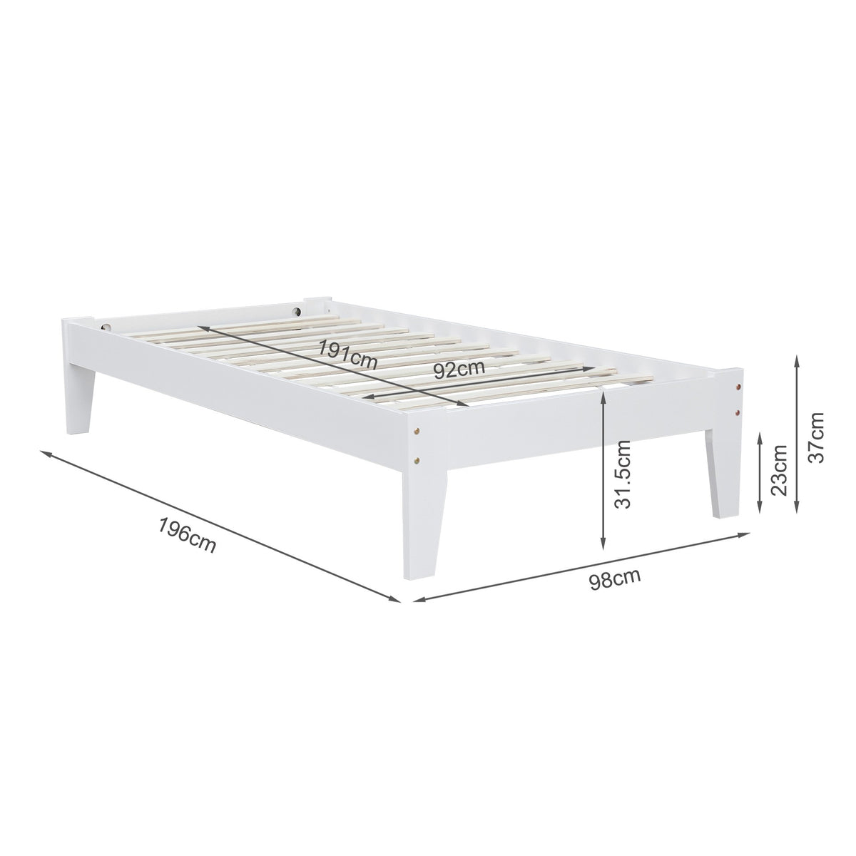 Meri Single Wooden Bed Frame - White