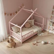 Load image into Gallery viewer, Minto Single Wooden House Bed Frame - Pink