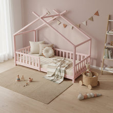 Load image into Gallery viewer, Minto Single Wooden House Bed Frame - Pink