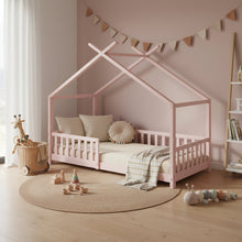 Load image into Gallery viewer, Minto Single Wooden House Bed Frame - Pink