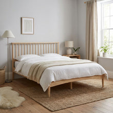 Load image into Gallery viewer, Tolmount Double Wooden Bed Frame - Light Oak