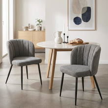 Load image into Gallery viewer, Ines Embossed Velvet Dining Chairs - Set of 2 - Dark Grey