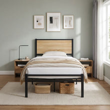 Load image into Gallery viewer, Bella Single Bed Frame - Oak + Black