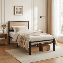 Load image into Gallery viewer, Bella Single Bed Frame - Oak + Black