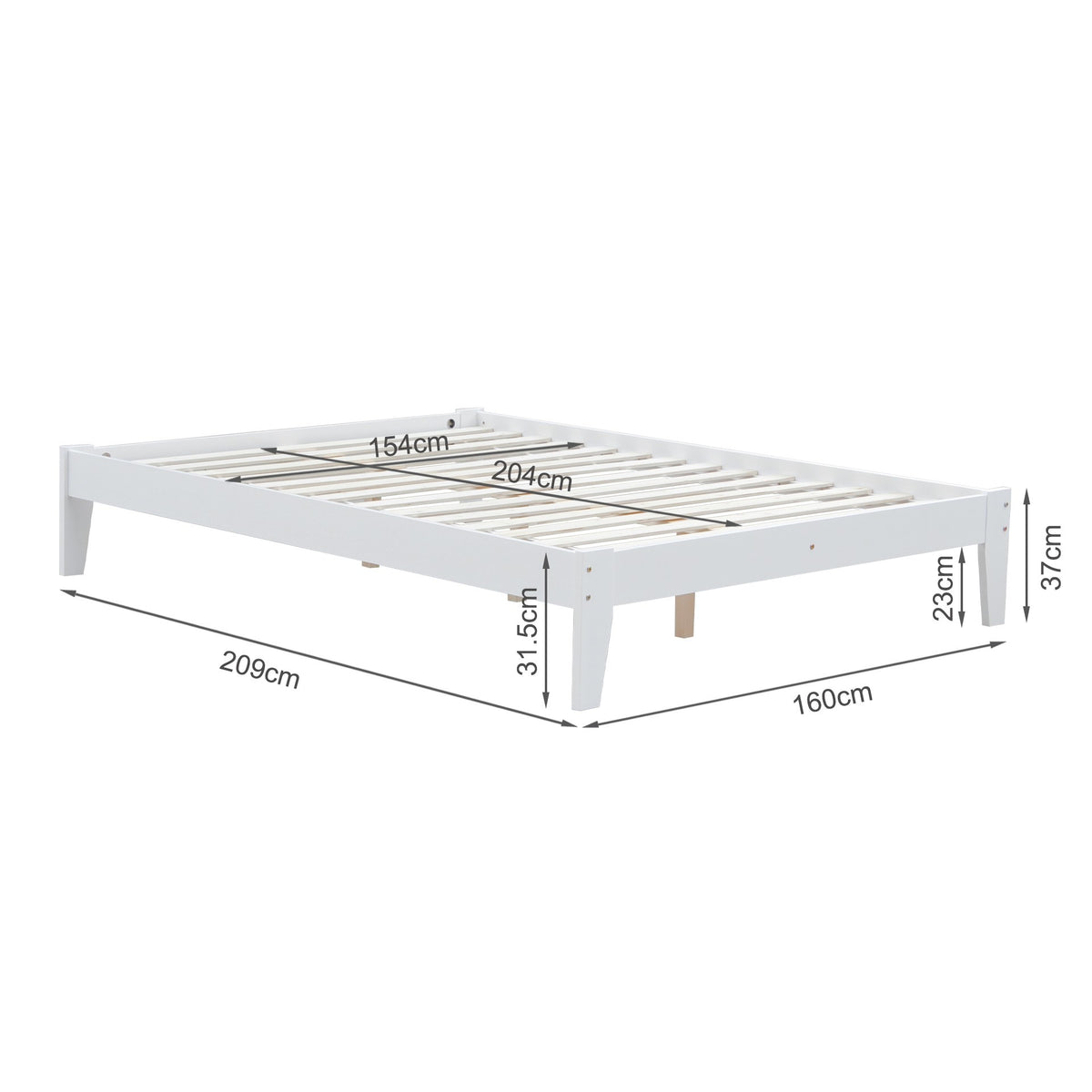Meri Queen Wooden Bed Frame - White