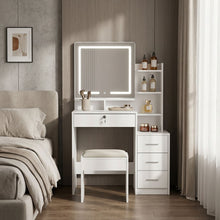 Load image into Gallery viewer, Gardenia 2 Piece Dressing Table with Mirror &amp; Stool Set - White