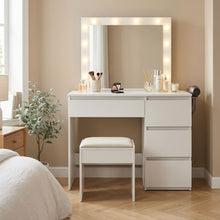 Load image into Gallery viewer, Begonia 2 Piece Dressing Table with Mirror &amp; Stool Set - White