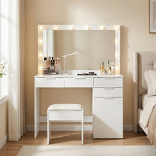 Load image into Gallery viewer, Comfrey 2 Piece Dressing Table with Mirror &amp; Stool Set - White