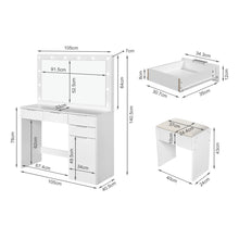 Load image into Gallery viewer, Comfrey 2 Piece Dressing Table with Mirror &amp; Stool Set - White