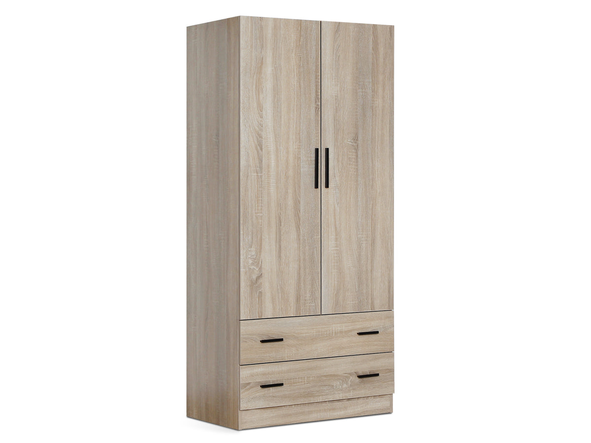 Bram 2 Door Wardrobe with 2 Drawers - Maple
