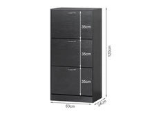 Load image into Gallery viewer, Matilda 3 Drawer Shoe Cabinet Storage Rack - Black