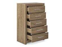 Load image into Gallery viewer, Vicente Wooden Tallboy 5 Drawers - Oak