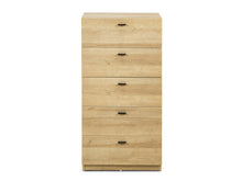 Load image into Gallery viewer, Hekla Tallboy 5 Drawer Chest Dresser - Oak
