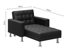 Load image into Gallery viewer, Colorado 3 Seater Sofa Bed Futon with Chaise - Black