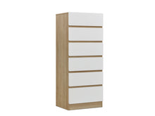 Load image into Gallery viewer, Harris 6 Drawers Slim Tallboy - Oak + White
