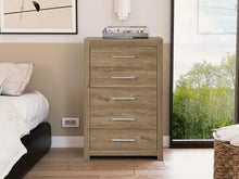 Load image into Gallery viewer, Vicente Wooden Tallboy 5 Drawers - Oak
