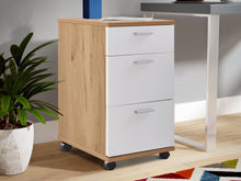 Load image into Gallery viewer, Nakia 3 Drawer Filing Cabinet - Oak+White
