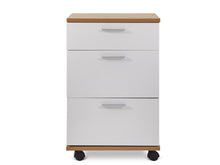 Load image into Gallery viewer, Nakia 3 Drawer Filing Cabinet - Oak+White
