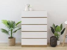 Load image into Gallery viewer, Harris 5 Drawers Tallboy - Oak + White
