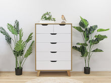 Load image into Gallery viewer, Schertz Wooden Tallboy 6 Drawers - Oak