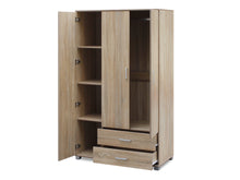 Load image into Gallery viewer, Bram 3 Door Wardrobe Cabinet with 2 Drawers - Oak