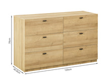 Load image into Gallery viewer, Hekla Low Boy 6 Drawer Chest Dresser - Oak