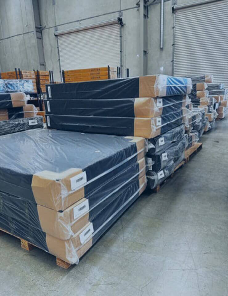 Betalife mattress stock inside the Auckland warehouse